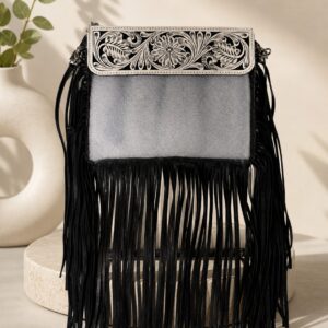Hand-Tooled Clear Cowhide Crossbody