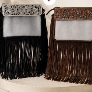 Hand-Tooled Clear Cowhide Crossbody