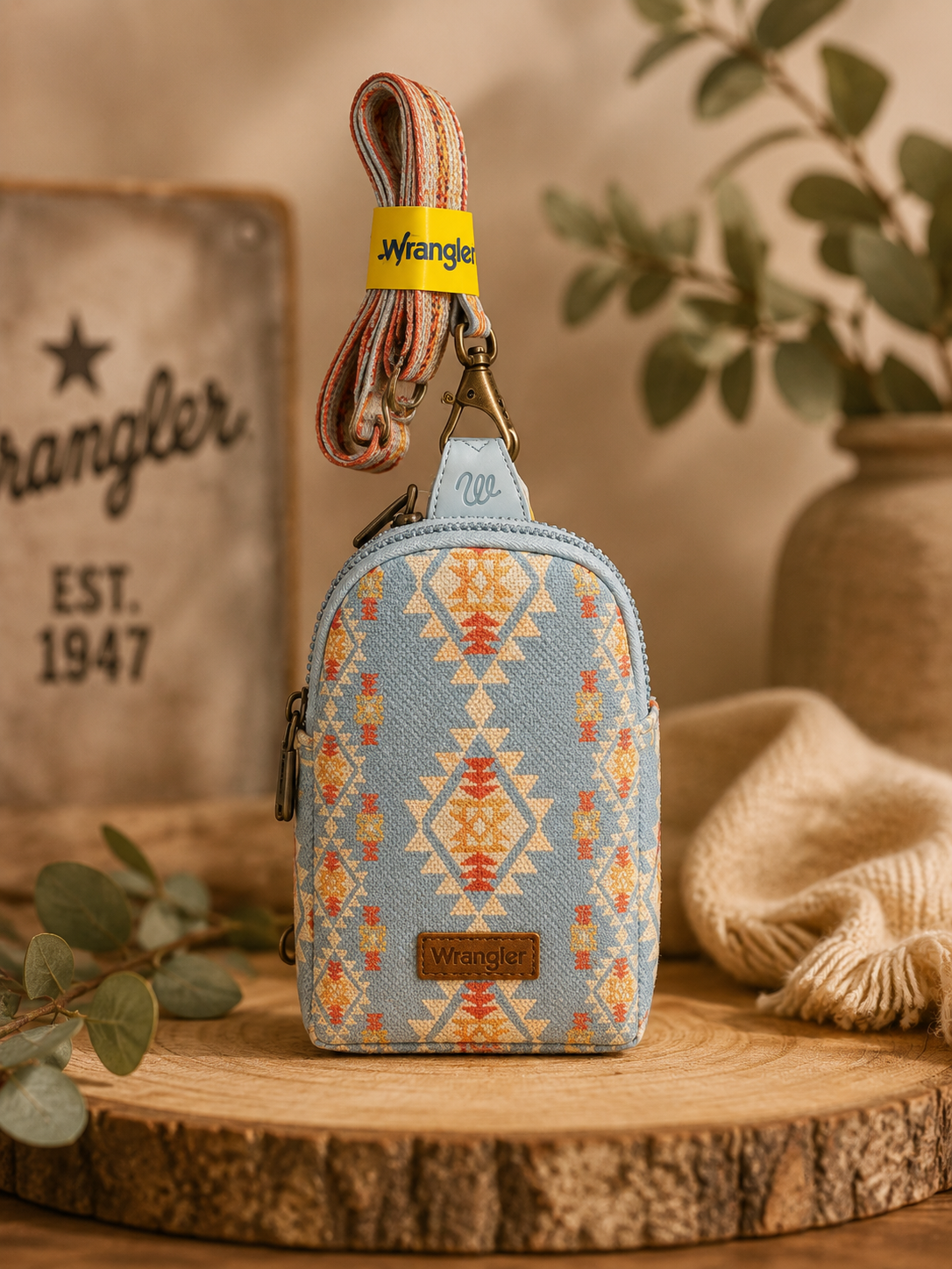 Wrangler Aztec Print Crossbody Sling Chest Bag